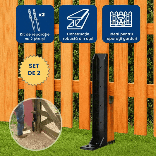 GardFix Pro – Set 2 Suporturi din Oțel pentru Repararea Gardurilor