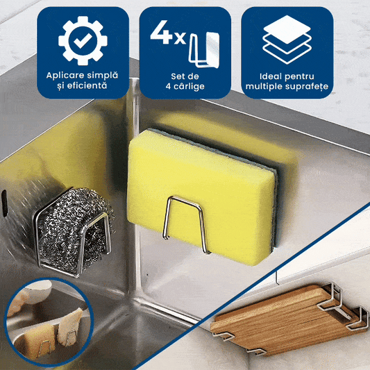 Ordinox Pro – Set 4 Cârlige Adezive din Inox pentru Bucătărie și Baie