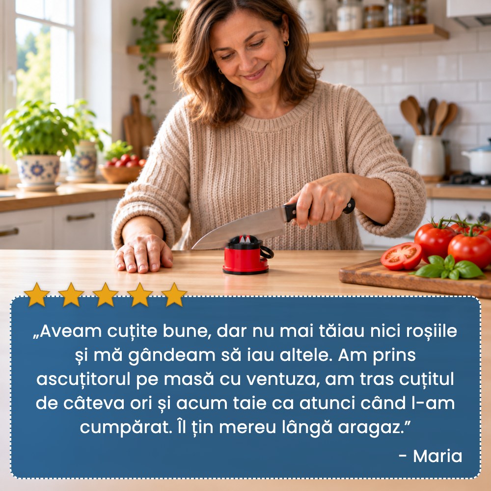 Ascutix Pro – Ascuțitor de Cuțite cu Ventuză, Tăiș ca Nou în Câteva Secunde