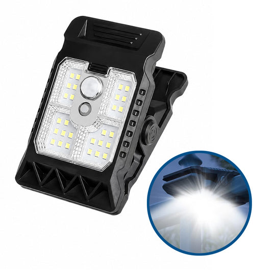 SolarClip Pro – Lampă Solară cu Clemă și Senzor de Mișcare pentru Exterior