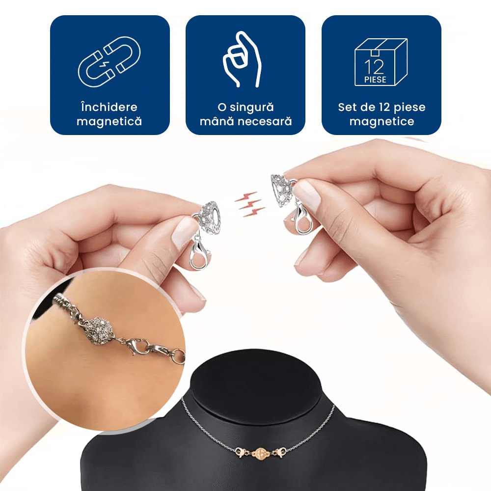 BijuMag Luxe – Set 12 Închizători Magnetice Elegante pentru Bijuterii