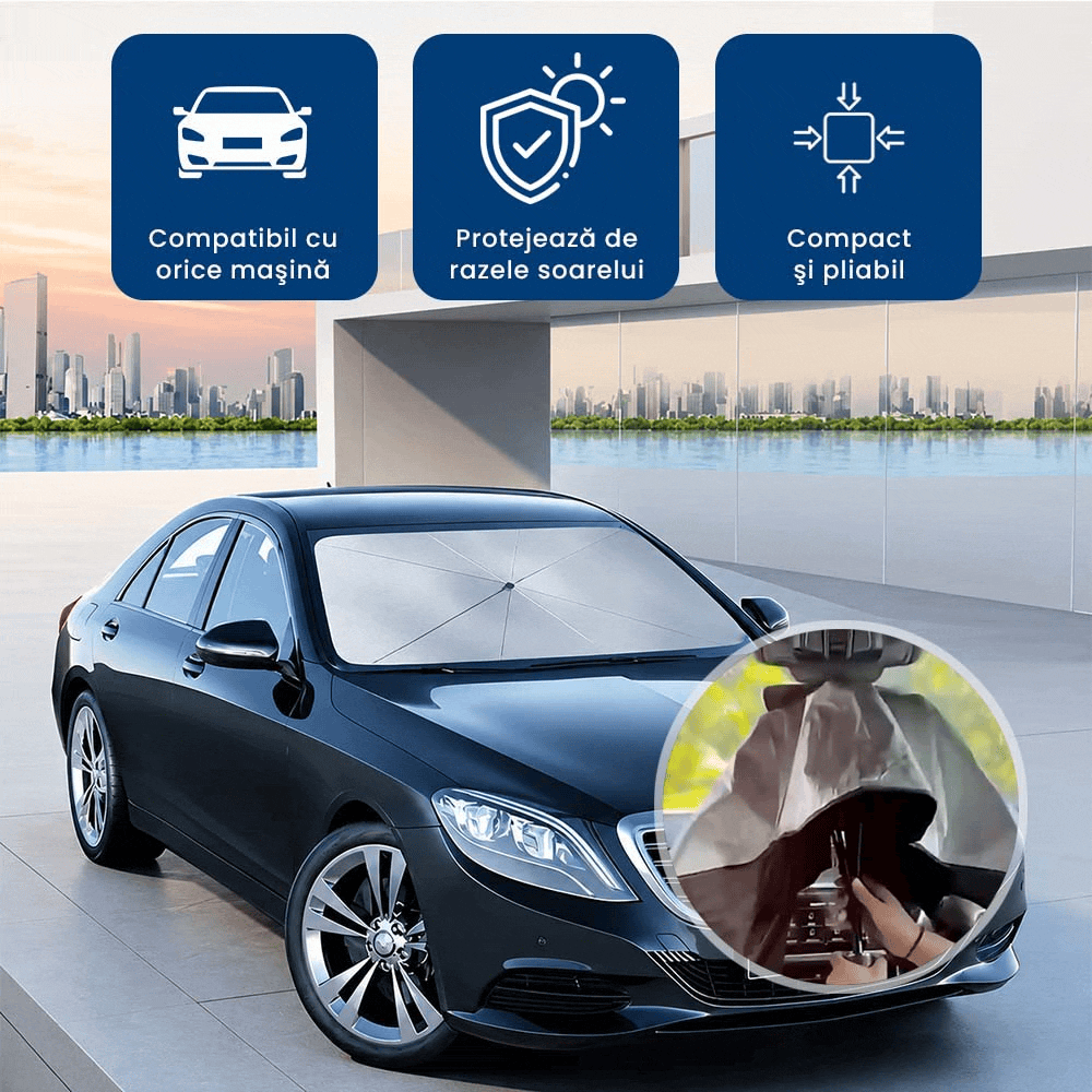 Solarbrella Max – Parasolar Pliabil Tip Umbrelă pentru Parbrizul Auto