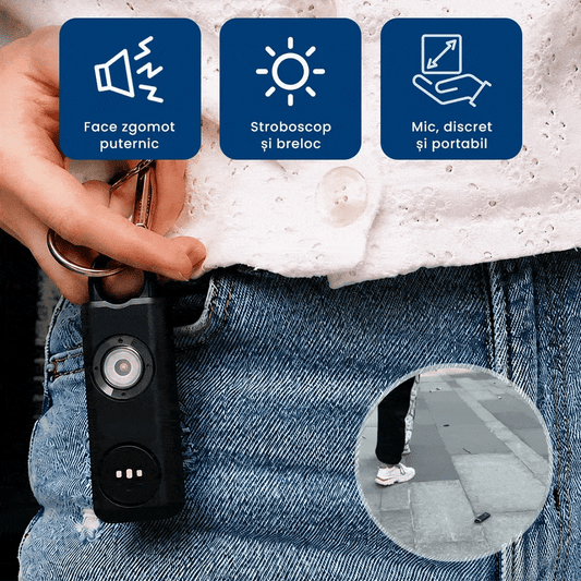 LadySafe Alarm – Sirenă de Urgență Portabilă tip Breloc cu Stroboscop