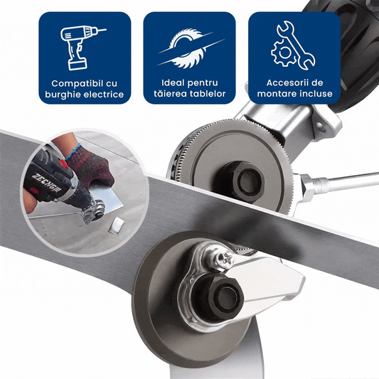 MetalCut Pro - Atașament de Tăiere Tablă pentru Bormașină