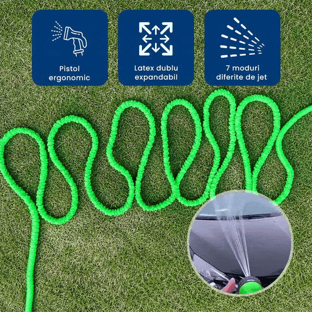 AquaFlex Max – Furtun Expandabil cu 7 Tipuri de Jet, 30 Metri