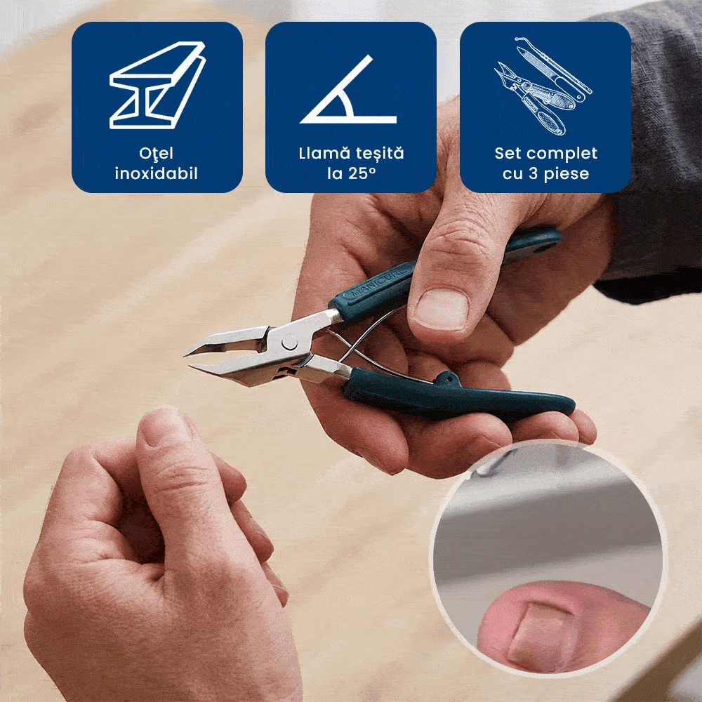 NailCut Pro – Set 3 Piese pentru Tăierea și Îngrijirea Unghiilor cu Probleme
