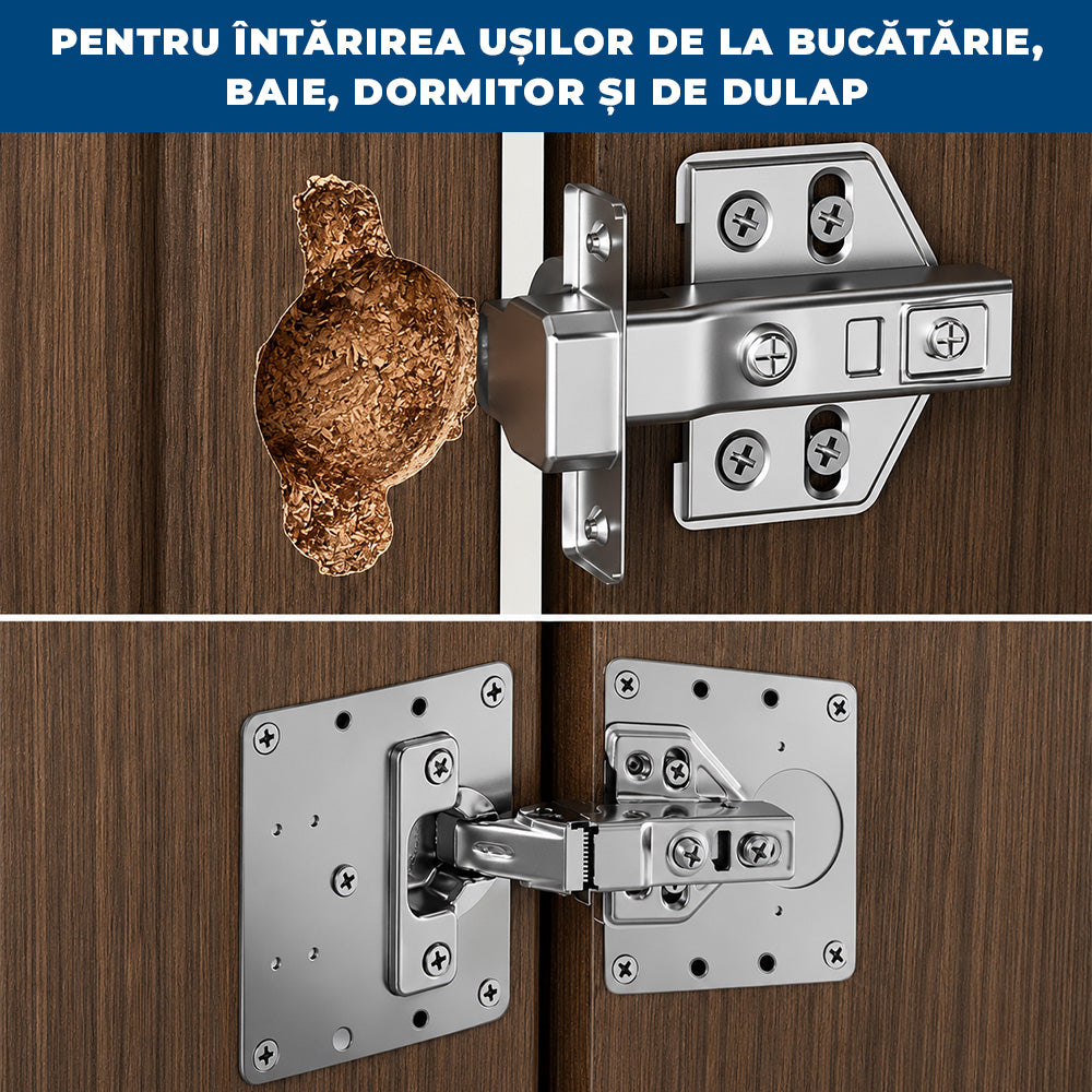 2+2 GRATIS: BalaFix Kit – Set Reparație Balamale cu Plăci din Oțel Inoxidabil