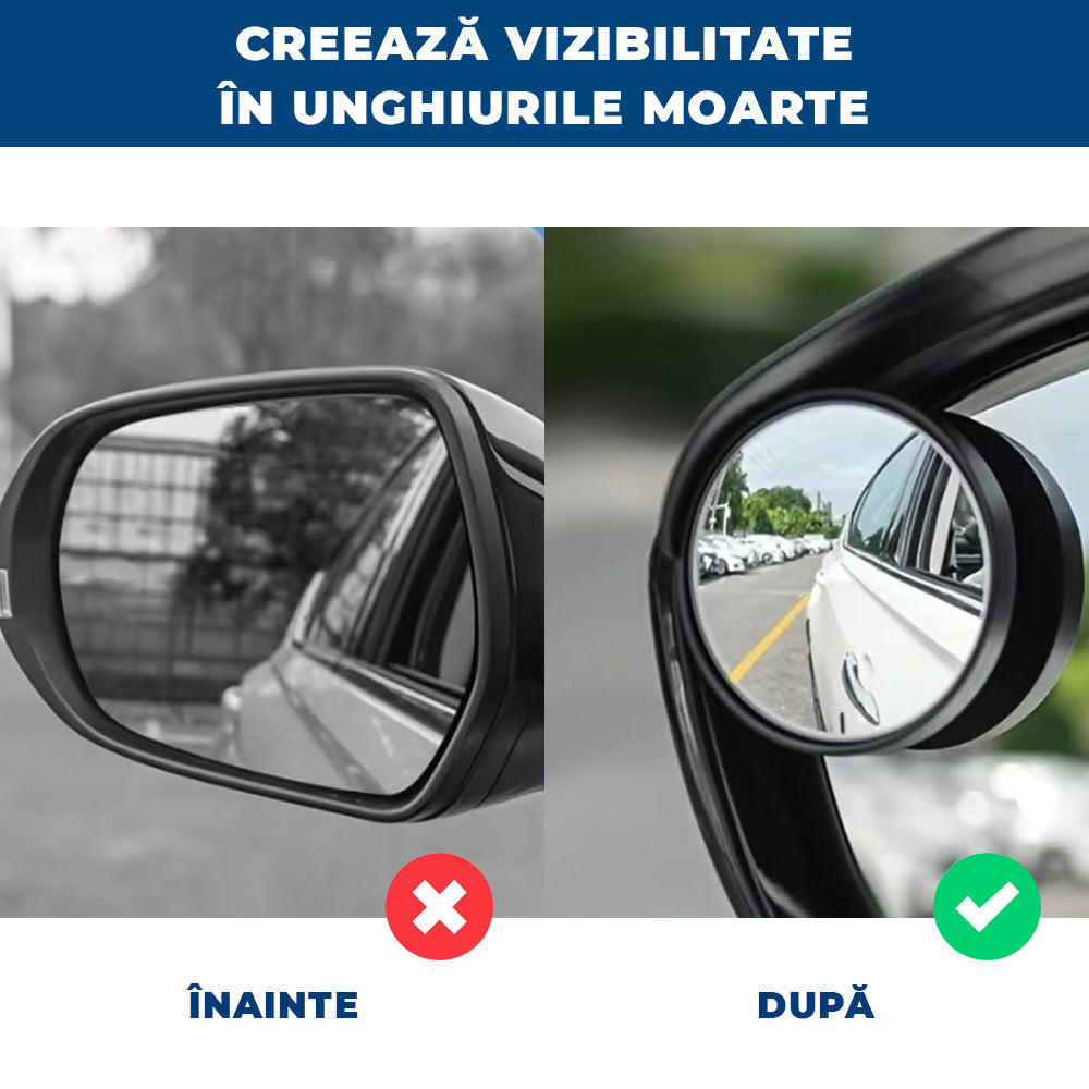 AutoViz Pro – Set 2 Oglinzi pentru Unghi Mort cu Vizor de Ploaie Integrat