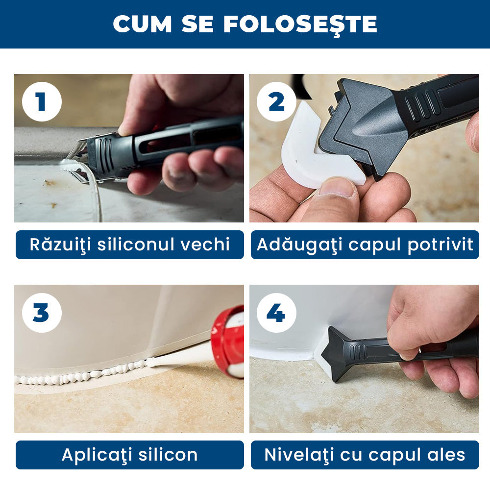SiliPro Fix – Unealtă 3 în 1 pentru Îndepărtarea și Finisarea Siliconului