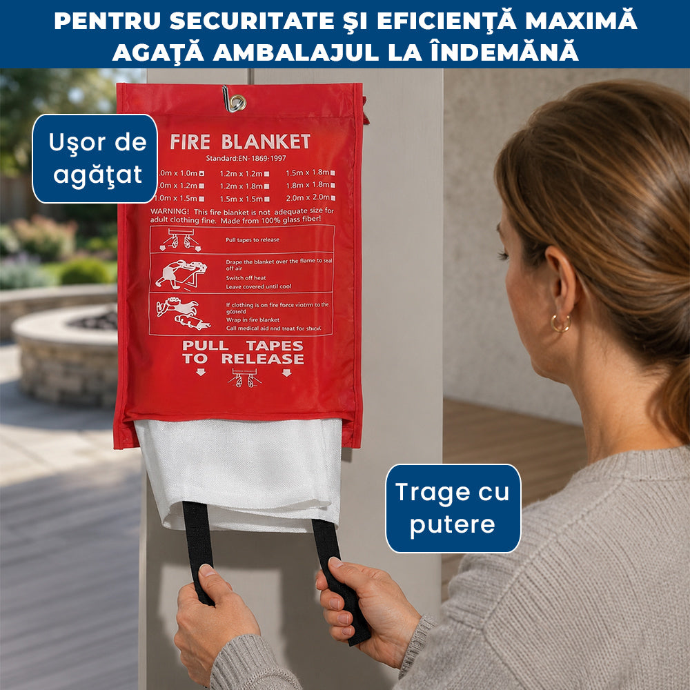 FocStop Pro - Pătură Ignifugă din Fibră de Sticlă pentru Stingerea Focului