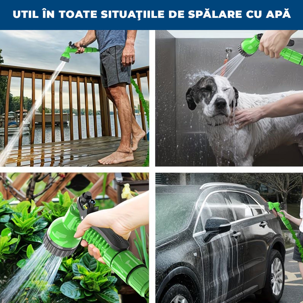 AquaFlex Max – Furtun Expandabil cu 7 Tipuri de Jet, 30 Metri