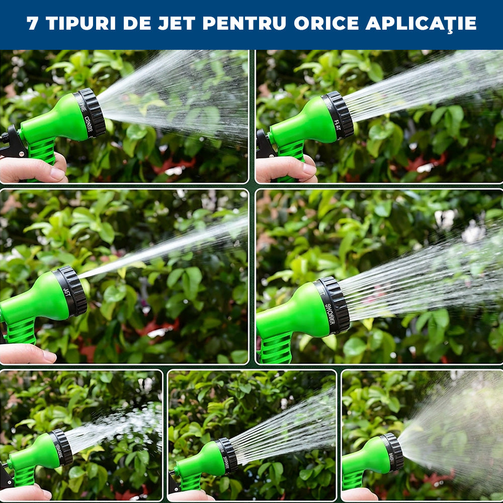 AquaFlex Max – Furtun Expandabil cu 7 Tipuri de Jet, 30 Metri