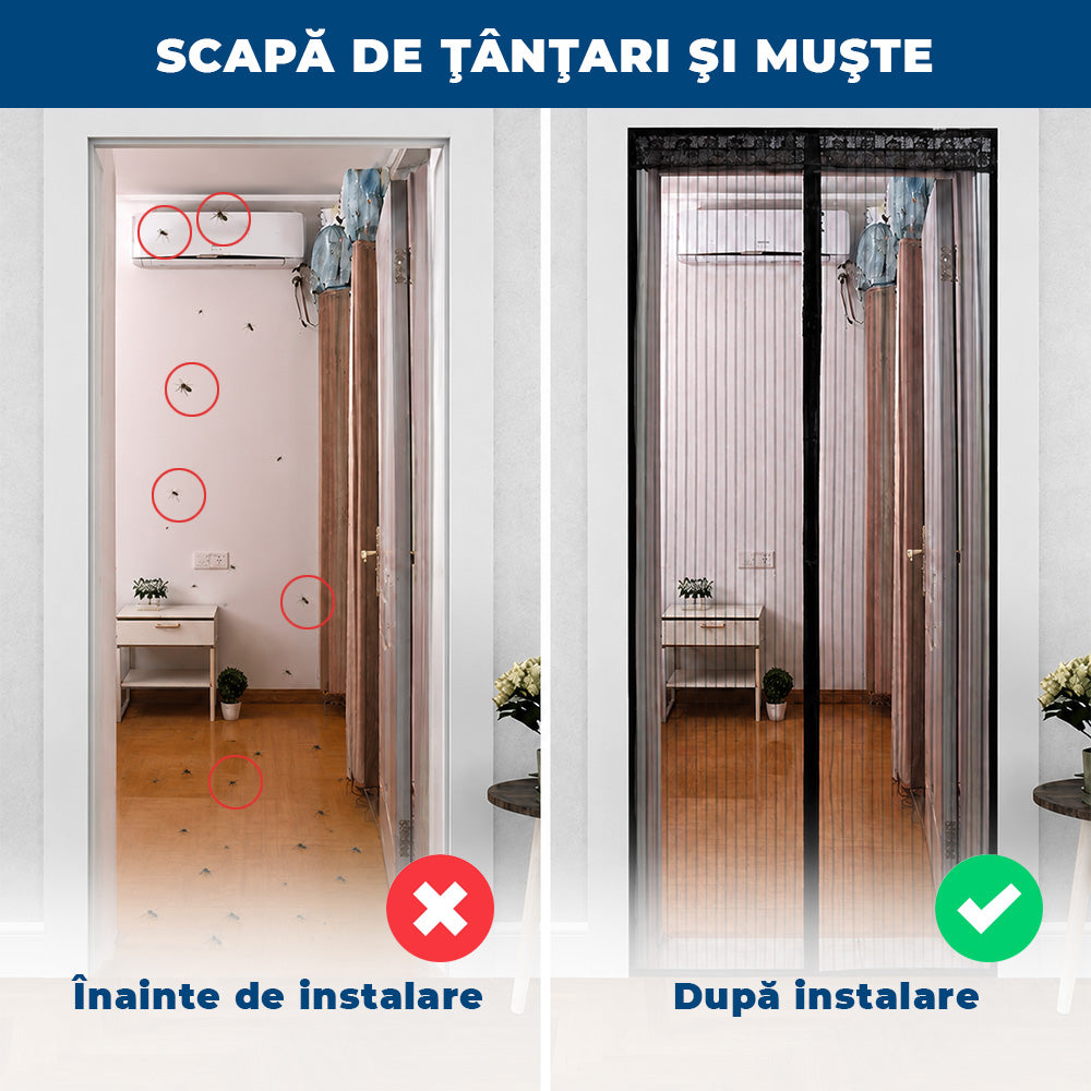InsectBlock Mag – Plasă Magnetică Anti-Insecte pentru Ușă