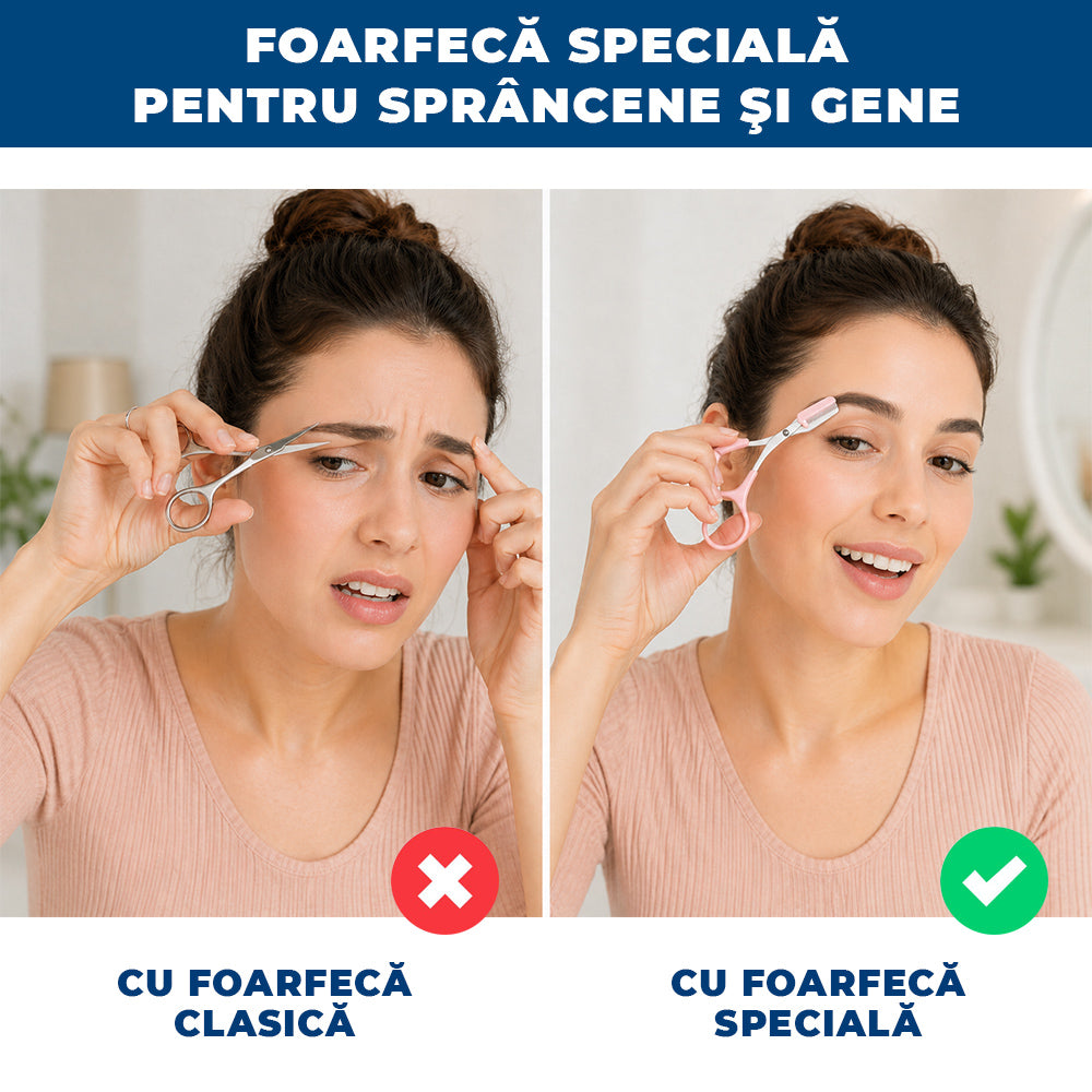 BrowTrim Luxe – Foarfecă cu Pieptene pentru Tunderea Precisă a Sprâncenelor