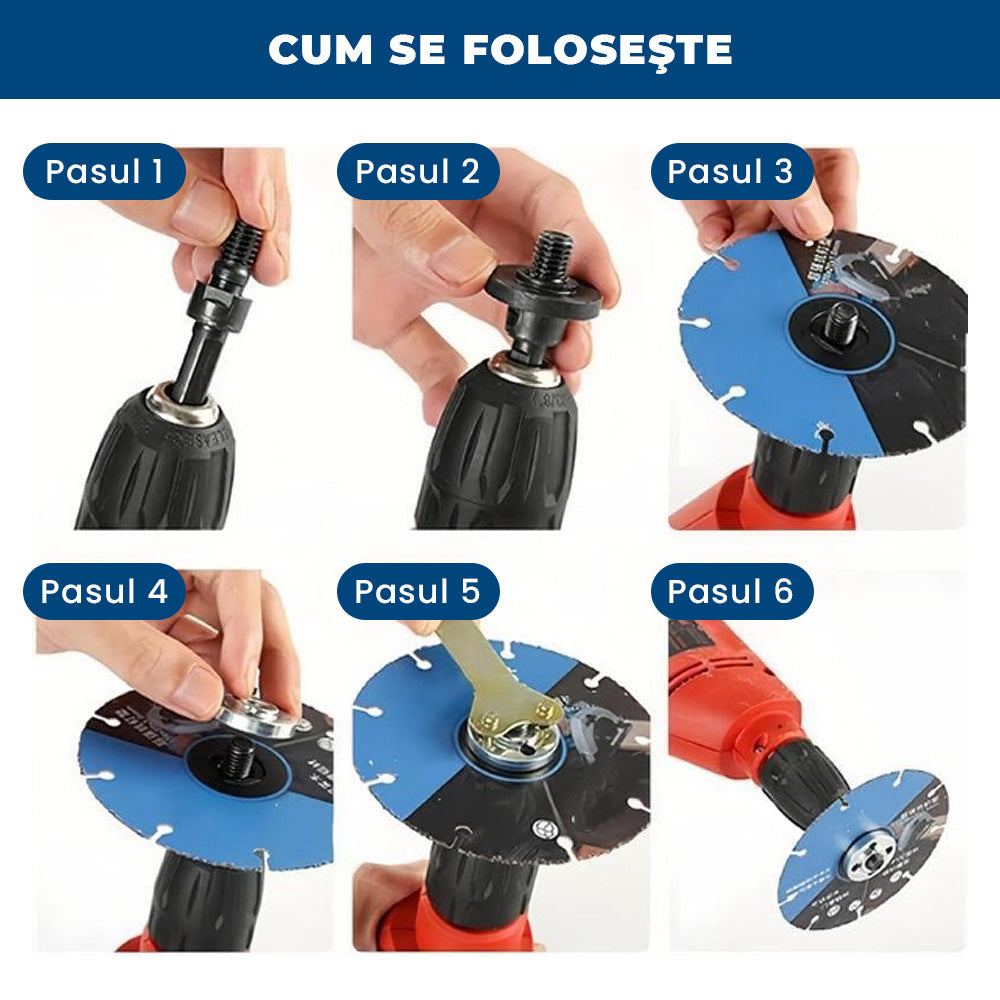 BorFlex Kit – Adaptor de Bormașină pentru Conversie în Polizor Multifuncțional