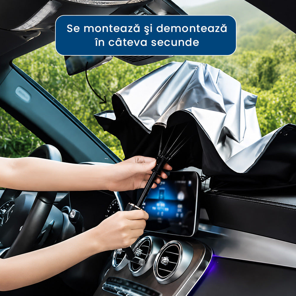Solarbrella Max – Parasolar Pliabil Tip Umbrelă pentru Parbrizul Auto