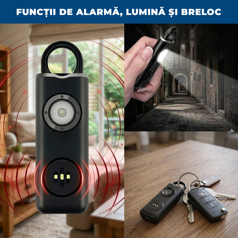 LadySafe Alarm – Sirenă de Urgență Portabilă tip Breloc cu Stroboscop