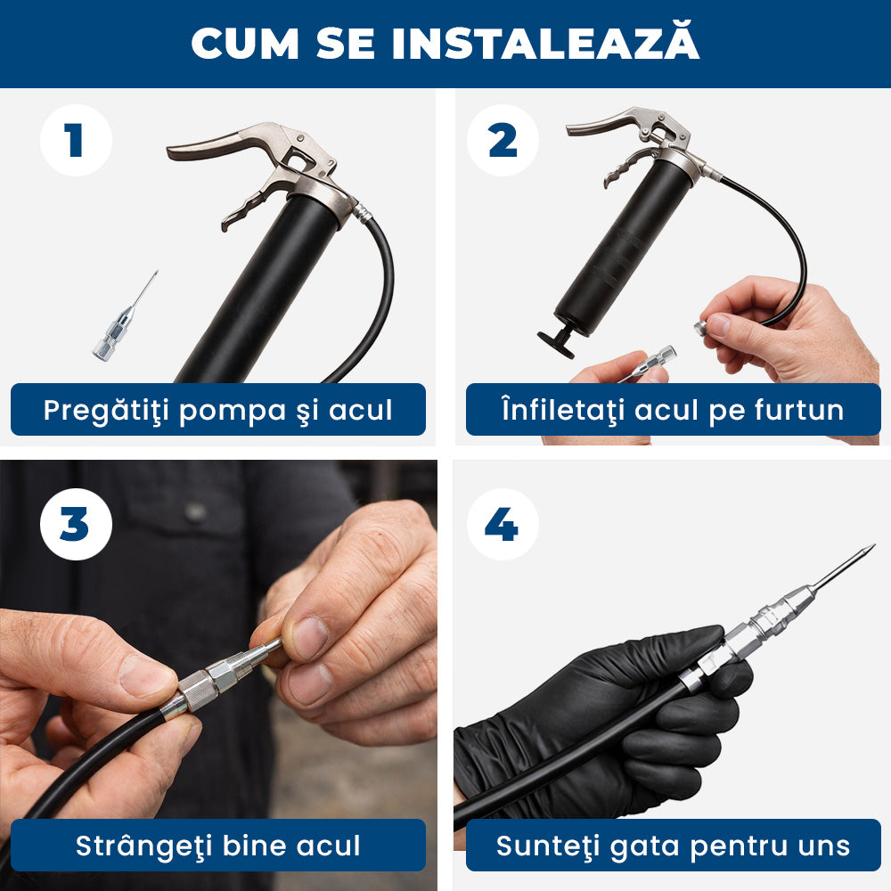 GresaFlow Easy – Set Profesional cu 5 Ace de Precizie pentru Pompa de Gresare