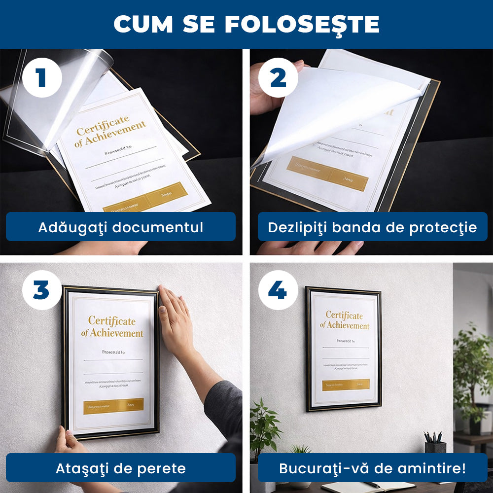 MagiRama – Set 3 Rame A4 cu Prindere Magnetică, fără Găuri în Perete