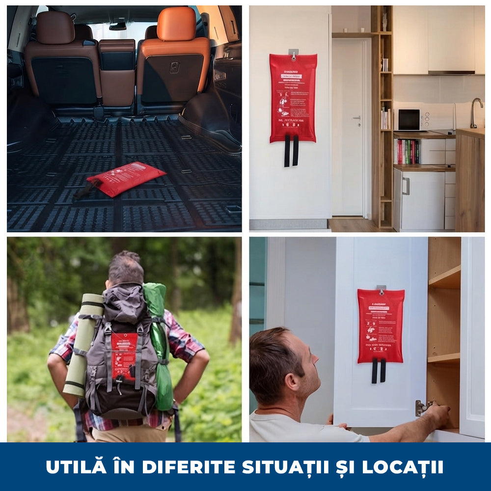 FocStop Pro - Pătură Ignifugă din Fibră de Sticlă pentru Stingerea Focului