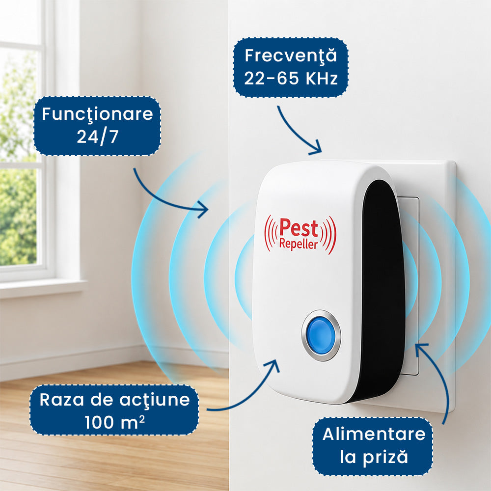 InsectStop Ultra – Aparat cu Ultrasunete pentru Alungarea Insectelor și Rozătoarelor