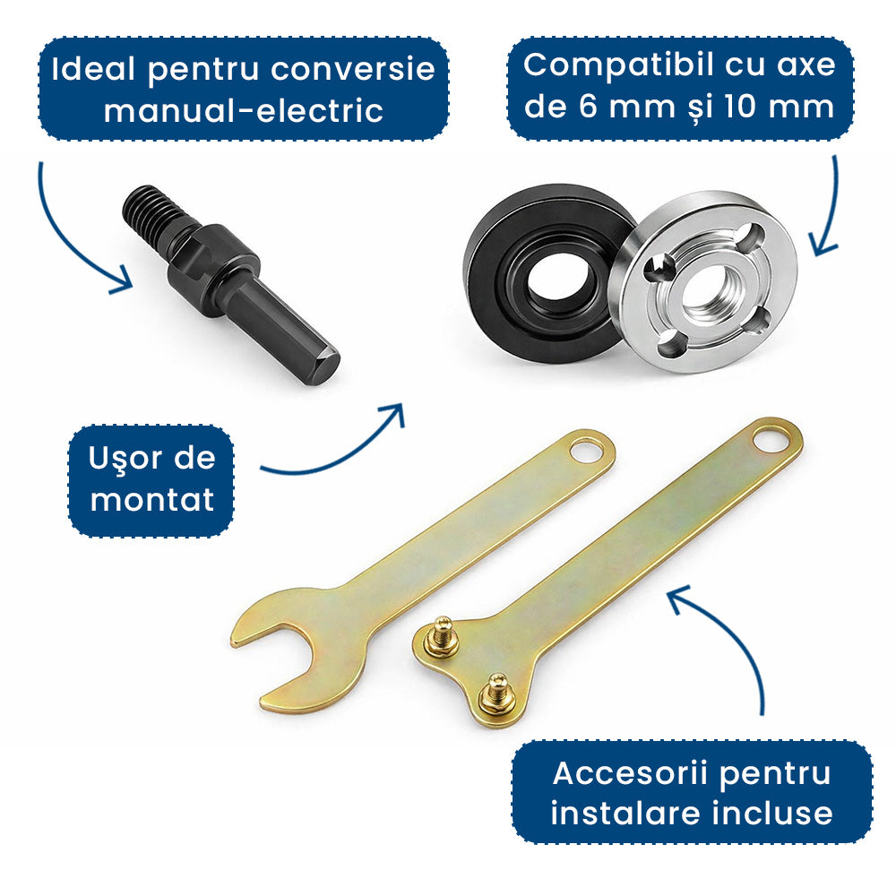 BorFlex Kit – Adaptor de Bormașină pentru Conversie în Polizor Multifuncțional