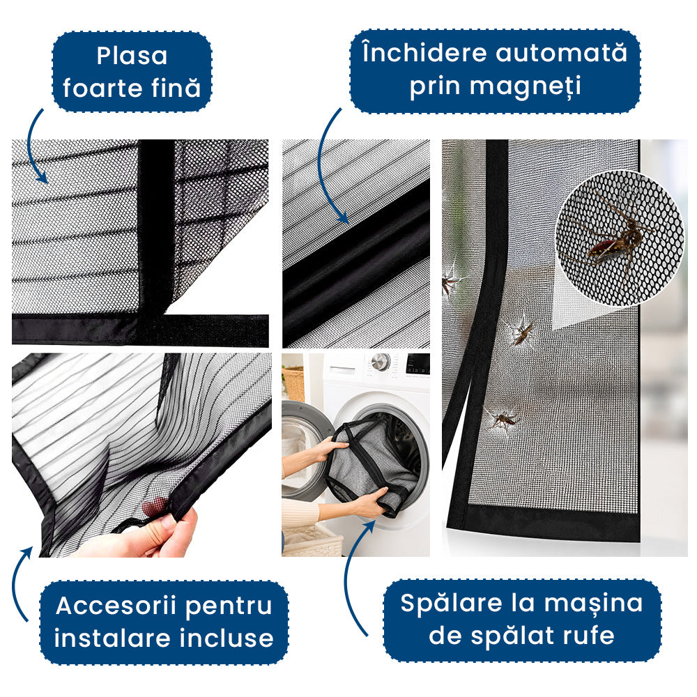InsectBlock Mag – Plasă Magnetică Anti-Insecte pentru Ușă