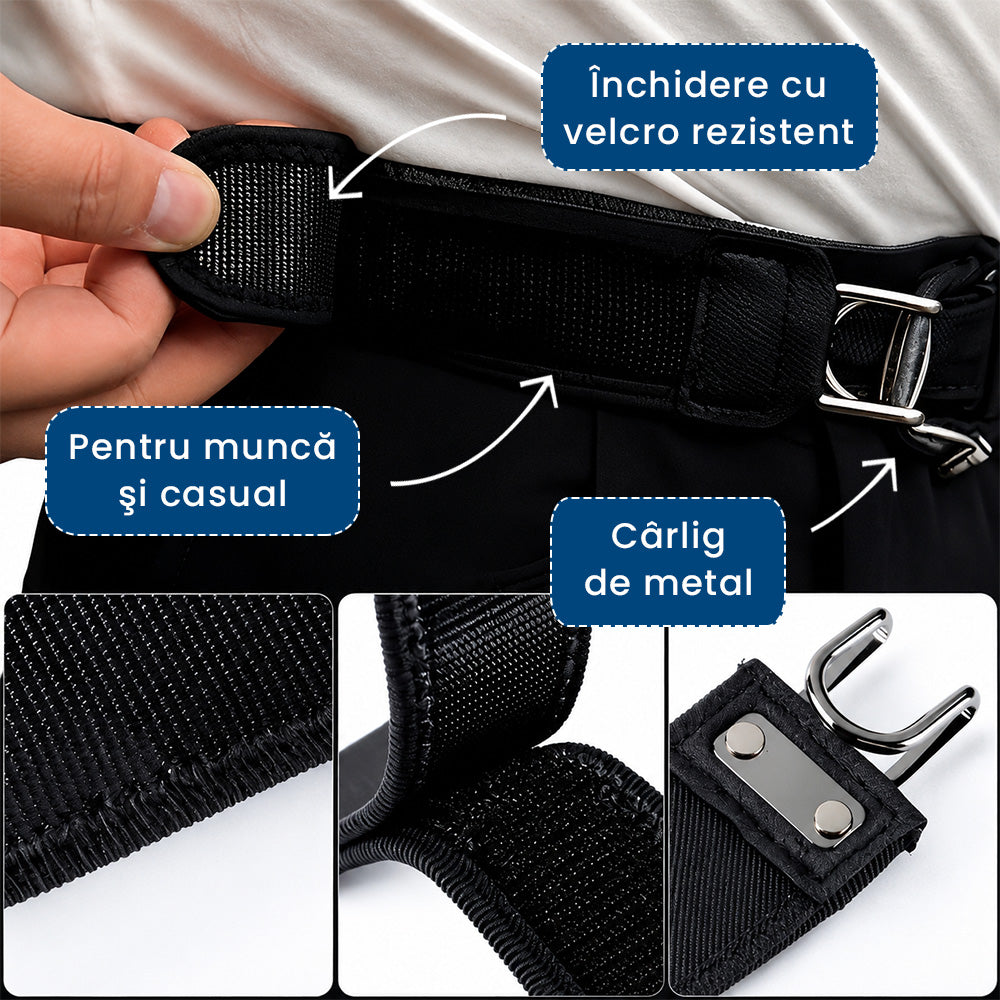 BeltFlex Easy - Set 2 Curele Elastice cu Cârlig Metalic și Scai Rezistent