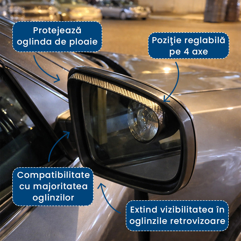 AutoViz Pro – Set 2 Oglinzi pentru Unghi Mort cu Vizor de Ploaie Integrat