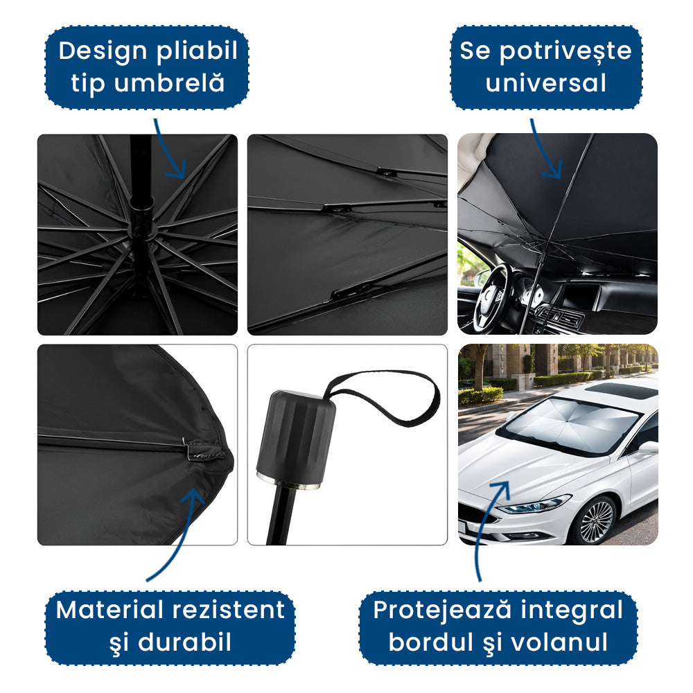 Solarbrella Max – Parasolar Pliabil Tip Umbrelă pentru Parbrizul Auto