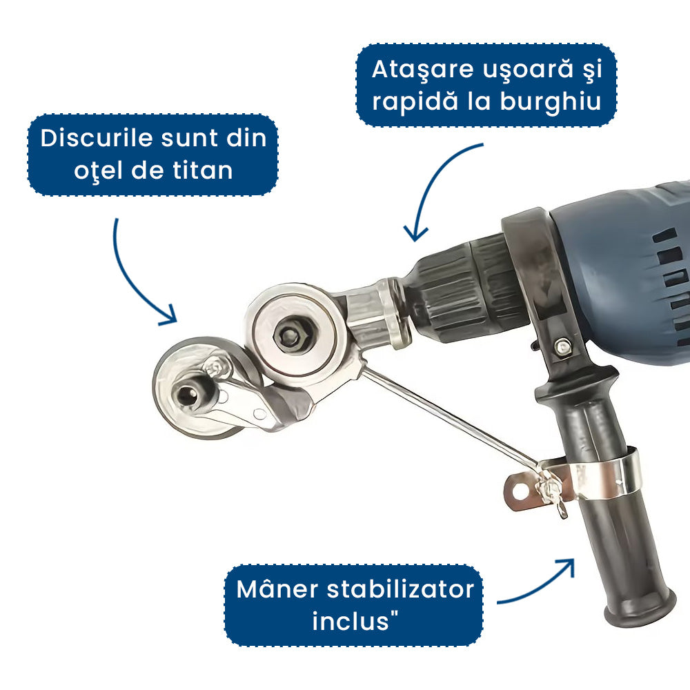 MetalCut Pro - Atașament de Tăiere Tablă pentru Bormașină