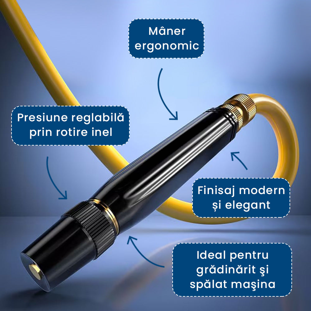 AquaJet Pro – Duză de Presiune Reglabilă cu 3 Moduri pentru Orice Furtun