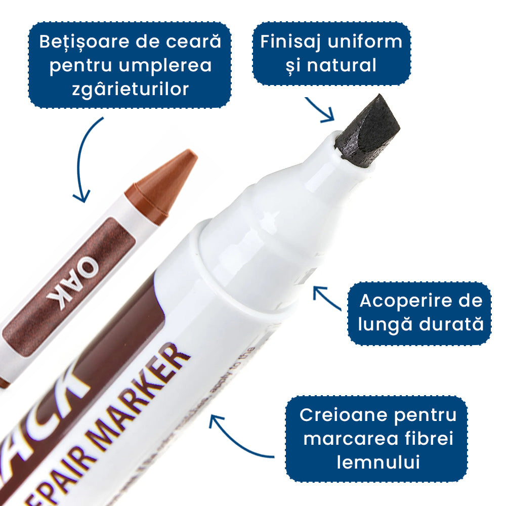 WoodFix Pro – Markere și Creioane Ceramice pentru Retușul Lemnului (Set de 12)