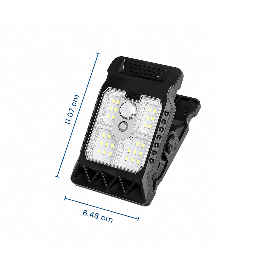 SolarClip Pro – Lampă Solară cu Clemă și Senzor de Mișcare pentru Exterior