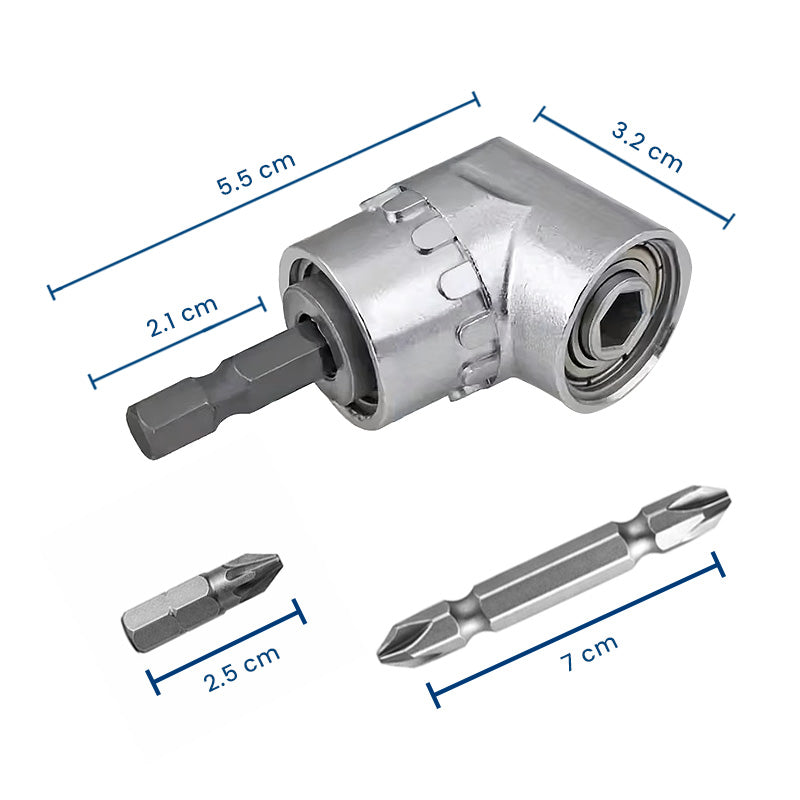 ȘuruFlex Pro – Adaptor Unghi Drept pentru Bormaşină cu 2 Bituri Incluse