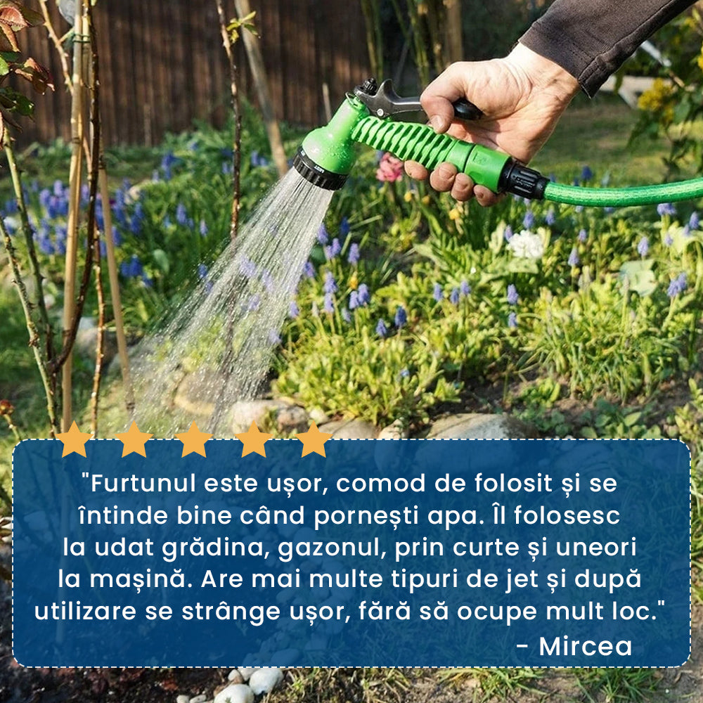 AquaFlex Max – Furtun Expandabil cu 7 Tipuri de Jet, 30 Metri
