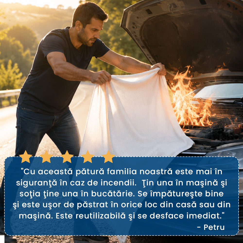 FocStop Pro - Pătură Ignifugă din Fibră de Sticlă pentru Stingerea Focului