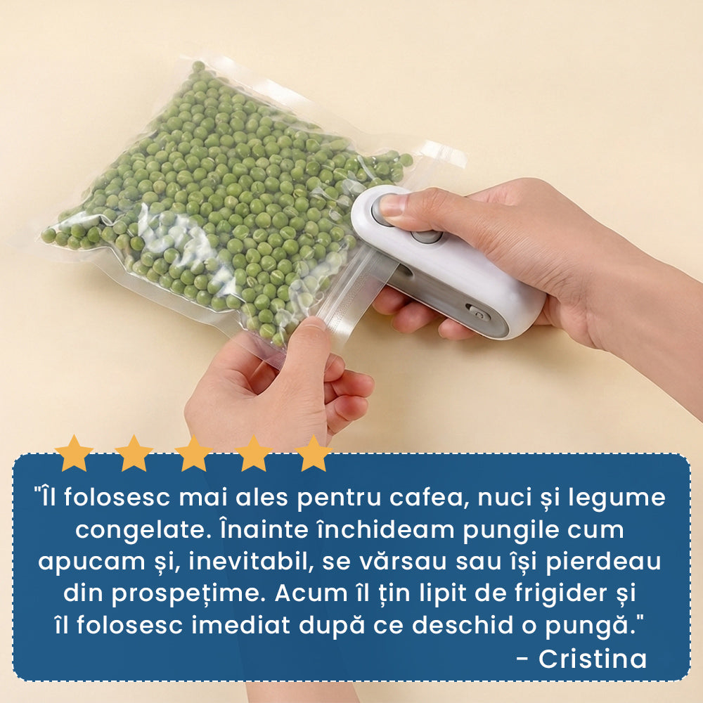 SigilFresh Easy - Aparat Mini pentru Sigilat și Păstrat Alimentele Proaspete