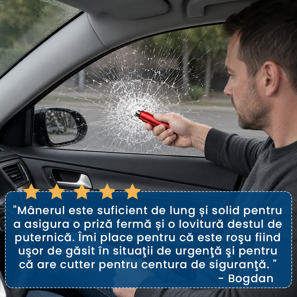 GlassBreak Auto - Spărgător de Geam Auto pentru Situații de Urgență Rutieră