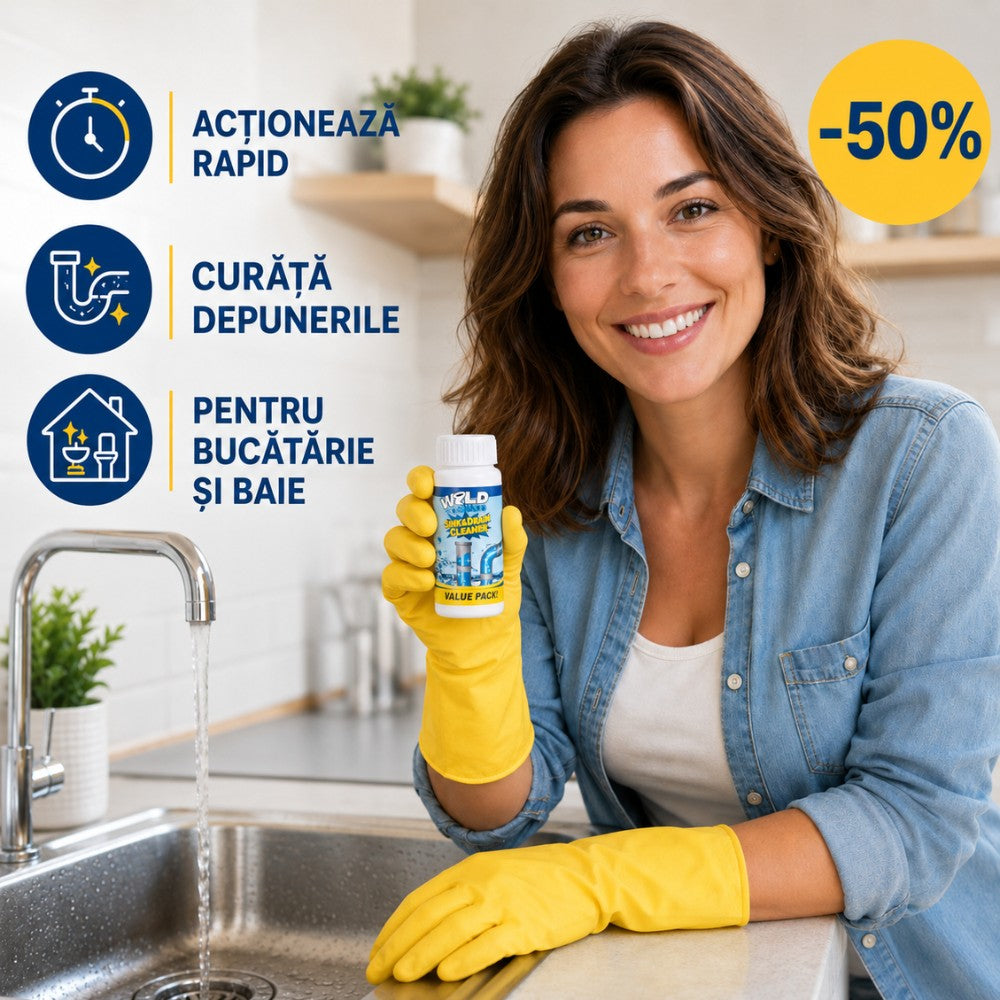 MagicFlow – Pudra Magică pentru Desfundarea Rapidă a Scurgerilor
