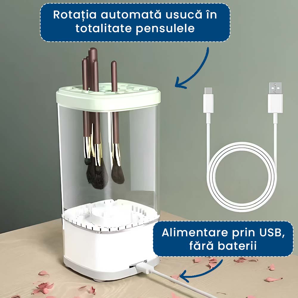 Glam Clean - Dispozitiv pentru Curățat și Uscat Pensule de Machiaj