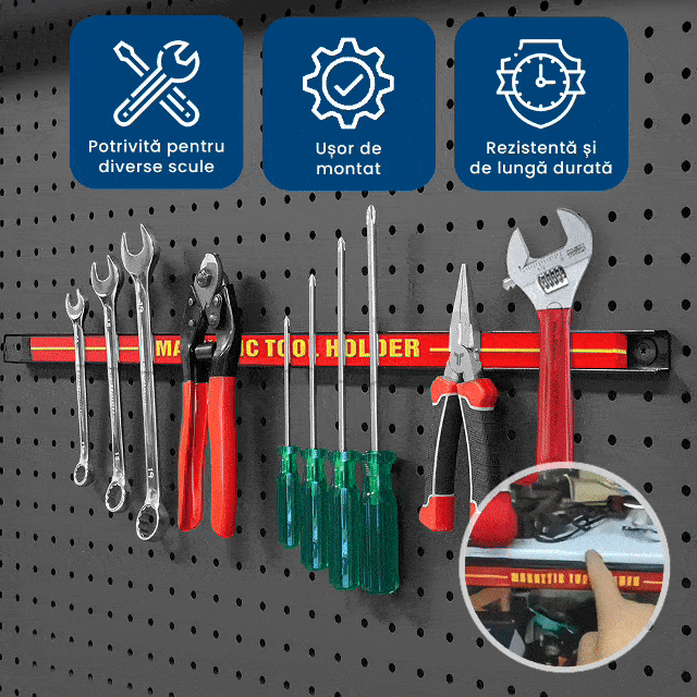 SculeHold - Suport Magnetic pentru Scule care Economisește Spațiu (60 Cm)