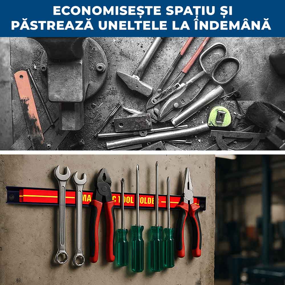 SculeHold - Suport Magnetic pentru Scule care Economisește Spațiu (60 Cm)