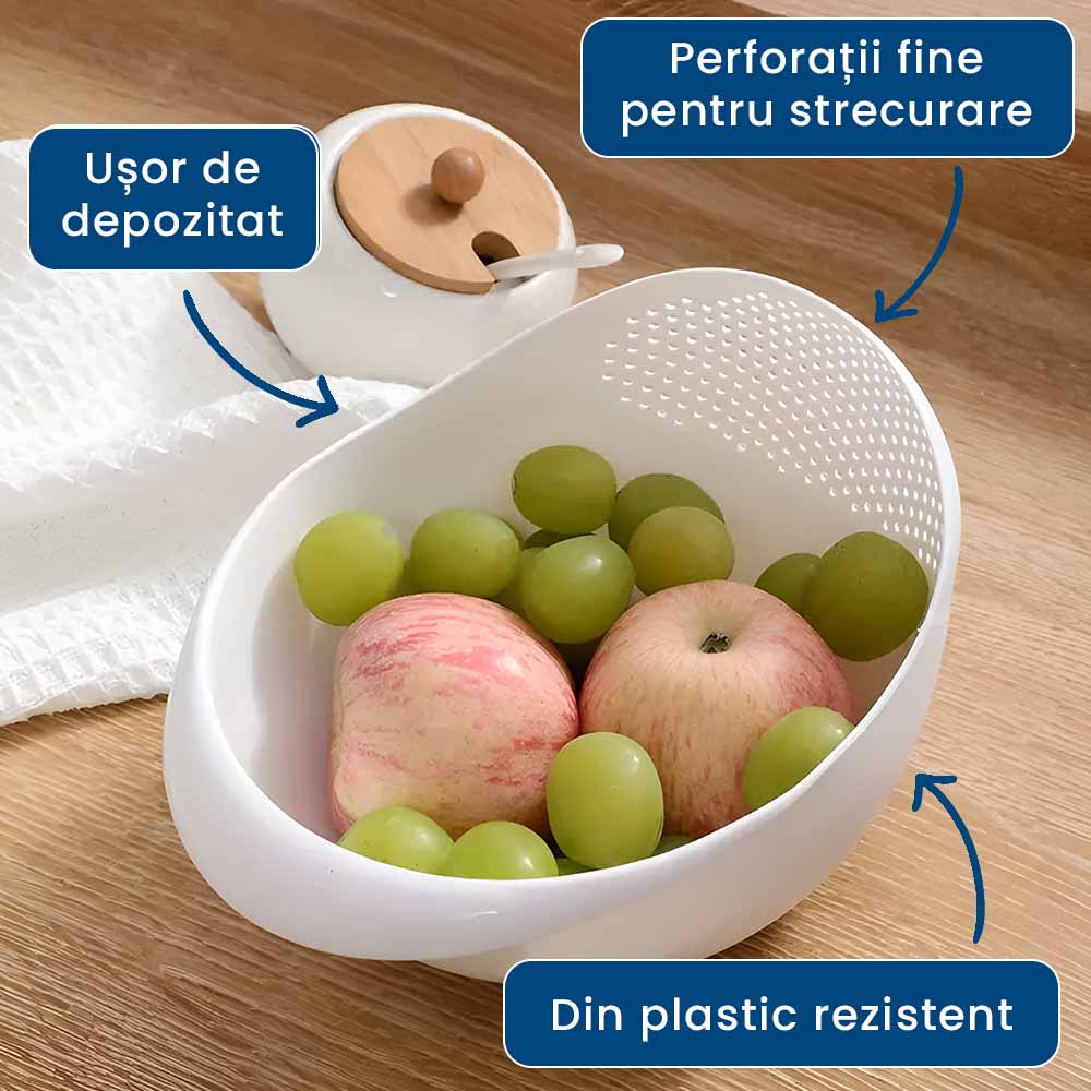 1+1 GRATIS: MagiBowl - Vas cu Strecurătoare pentru Orez, Salate și Paste