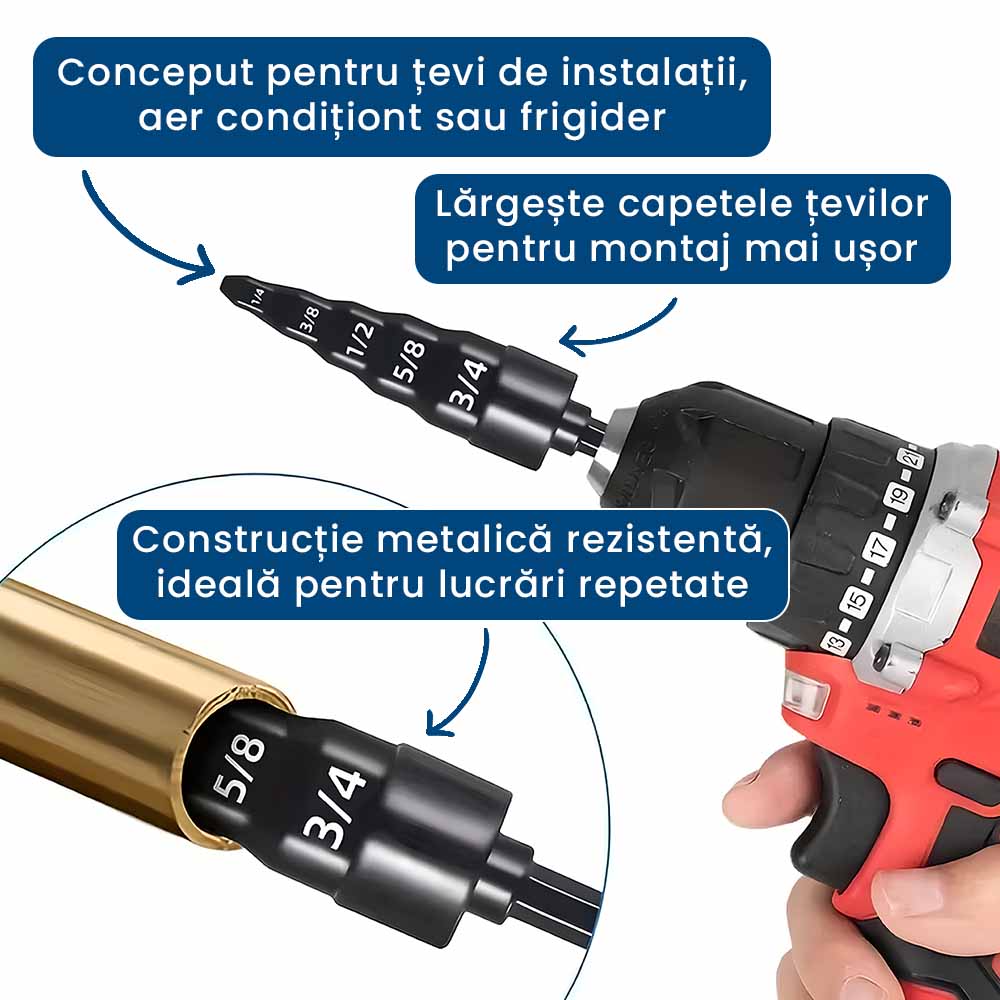 PipeFlex – Burghiu Special pentru Bercuit Țevi Metalice