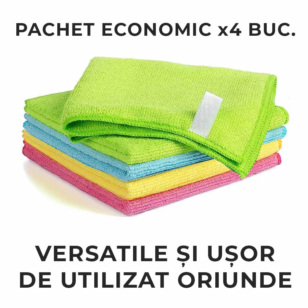 Set 4 Lavete din Microfibră Multicolore