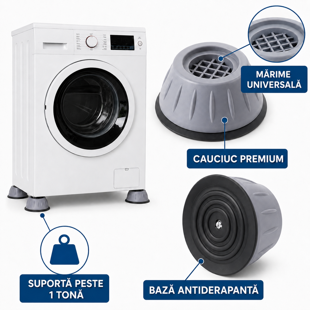 VibStop Plus –  Set 4 Picioare Anti-Vibrații pentru Mașina de Spălat