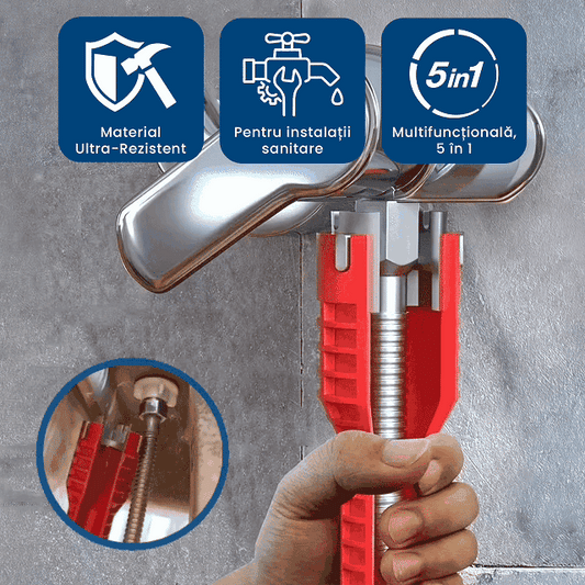 AquaKey Pro – Cheie Multifuncțională 5-în-1 pentru Robineți și Racorduri