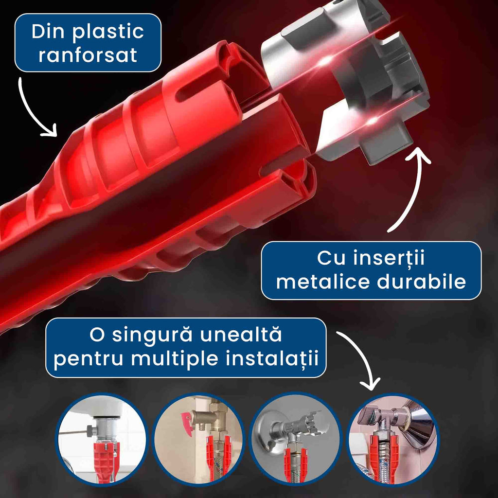 AquaKey Pro – Cheie Multifuncțională 5-în-1 pentru Robineți și Racorduri
