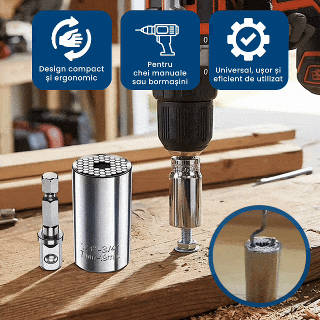 TubeGrip Pro – Cheie Tubulară Universală pentru Șuruburi și Diverse